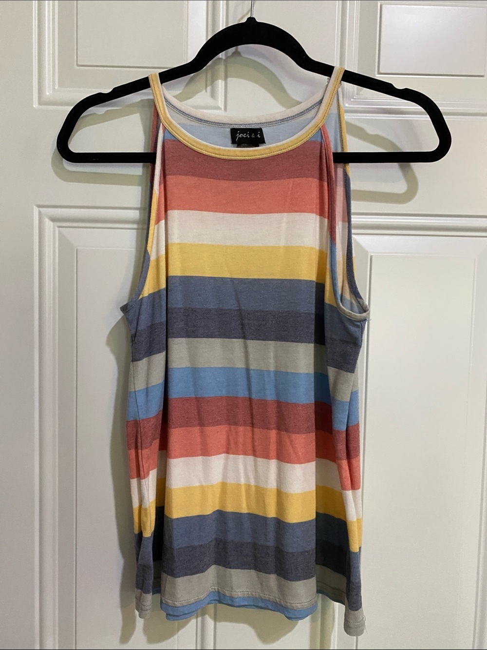Joie Multicolor Striped Tank Top - Coral, Yellow, Blue, Gray, White
